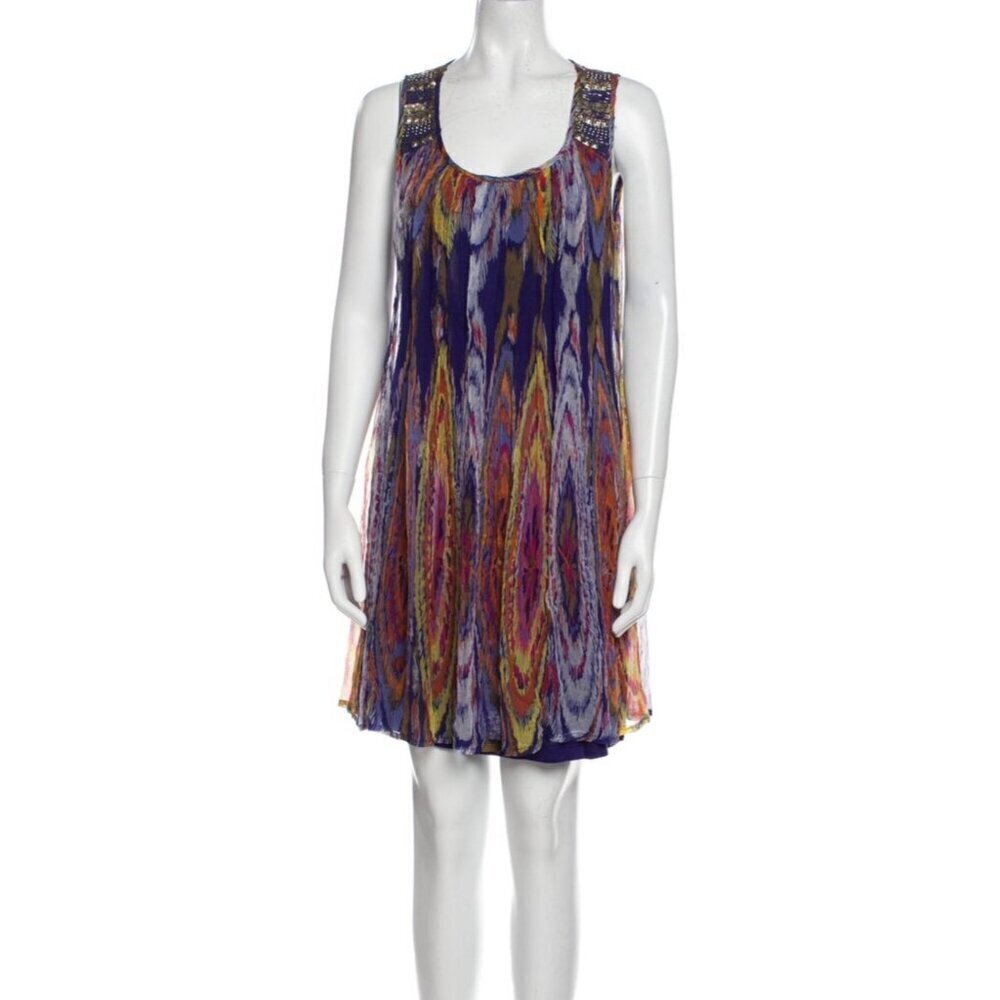 Alberto Makali Multicolor Sleeveless Tent Dress Sequin Small Flowy Summer